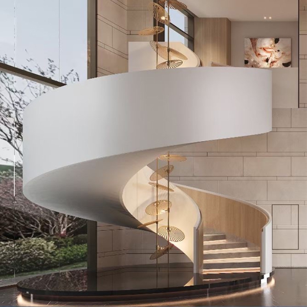 Curved unsupported steel structure staircase