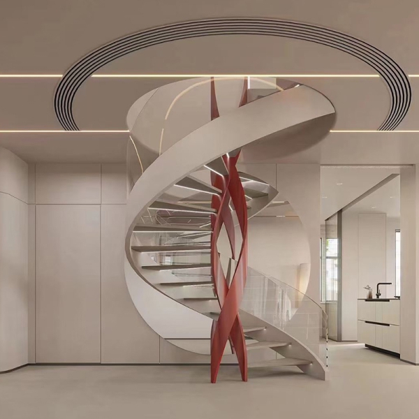 Curved unsupported steel structure staircase